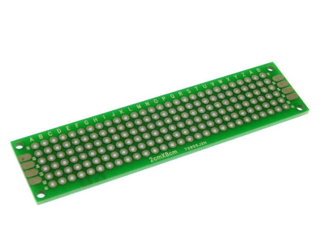 Макетная плата PCB  (20*80мм) двусторонняя, [шаг 2,54мм.], -