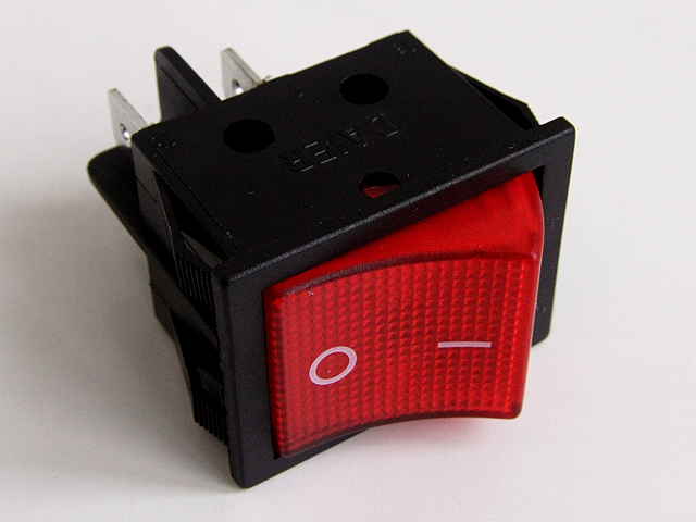 SWR 4201-4С (767 4 конт., 250В/15А)  черн./красный, с подсвет.( неоновая лампа на ~220В.), Ming H