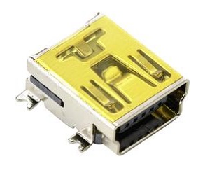 miniUSB B (USB/M-1J)(L-KLS1-229-5FB-B-R) gold, mini-USB2.0 'гнездо' 5-ти конт. тип B, поверхн. монтаж на плату, KLS