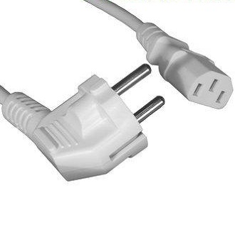Шнур СЕТЬ SCZ-1R  1.8м, розетка прямая/ вилка угловая , 3*0,75мм,  ~220В, белый, Китай