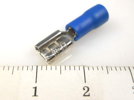 Наконечник кабельный FDD1.25-187(8) синий, ножевой (гнездо), с изоляцией, 0.8х4.75мм, сеч. пров. 0.5-1.5мм2, Китай