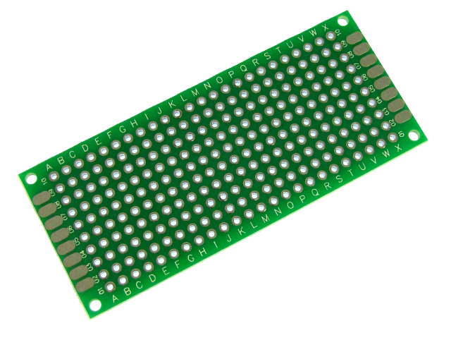 Макетная плата PCB  (30*70мм) двусторонняя, [шаг 2,54мм.], Китай