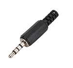 Штекер TRS 3.5 (miniJACK) аудио-видео, 4 контакта, пластик, на кабель,   (1-070)