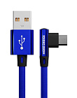 Дата-кабель More Choice K27m USB - microUSB, нейлон, 1м, синий, 2.1A/ microUSB угловой, More Choice