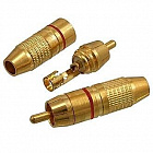 RCA 7-0222 штекер,  Gold/красная полоса, ТЮЛЬПАН  , Китай