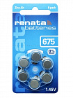 Батарейка PR44 RENATA Zinc-Air 675,  1,45В. / '1154' / 'AG13' / 'RW82' / 'A76' / 11,6мм.*5,4мм. / Цинков. / Дисков., RENATA