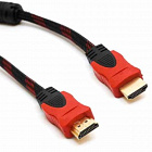 Шнур HDMI штекер  -  HDMI штекер 3м, в тканевой оплётке, (100244)
