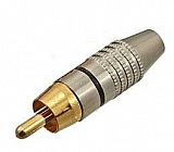 RCA 7-0218/RP-213  штекер, Gold/черная полоса, под пайку, (SZC-0218) ТЮЛЬПАН, Китай