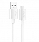 Дата-кабель Hoco X107  USB A - micro USB, 2.4А, ПВХ, 1м, белый, вес 25г, Hoco