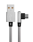 Дата-кабель More Choice K27m USB - microUSB, нейлон, 1м, белый, 2.1A/ microUSB угловой, More Choice