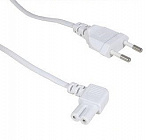 Шнур СЕТЬ Y001/ST2 1.8 м, вилка прямая/ розетка угловая,  2x0.75 W03F белый, Китай