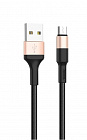 Дата-кабель Hoco X26 Flash USB2.0 - microUSB, нейлон, 1м, черный/золотой, 2.0А/TPE+ нейлон/ четырехжильный медный провод, Hoco
