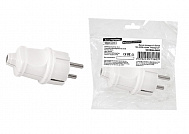 Вилка прямая белая с заземлением 16А 250В, 'Народная', (SQ1806-0403), TDM