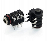 Гнездо TRS 6.3 (JACK)  приборное, черное, СТЕРЕО, 6 контактов, Китай