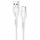 Дата-кабель Hoco X37  USB A - USB Type-C, 3.0А, TPE, 1м, белый, 3А/ оплетка TPE/ вес 22г, Hoco