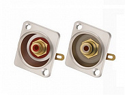RCA B1011/B1012 гнездо на блок, пара (красное/белое), серебристый корпус, R Connector (Китай)