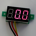 Измерительная панель вольтметр LED-3;  0-99,9В; 3-х проводной; красный,  [=9...99.9В  3%] Размер: 30*11,7*11,7 мм (116122)