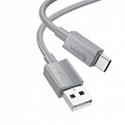 Дата-кабель Hoco X107  USB A - USB Type-C, 3.0А, ПВХ, 1м, серый, вес 25г, Hoco