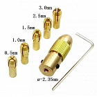 Патрон цанговый MC235 с набором цанг 0.5-3.0mm (5 цанг+ключ для зажима на вал), На 2.35мм вал электродвигателя, гравера., S-Line