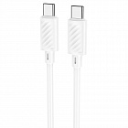 Дата-кабель Hoco X88  USB Type-C - USB Type-C, 60Вт, ПВХ, 1м, белый, 3.0A/ быстрая зарядка 60Вт/ ПВХ оплетка, Hoco