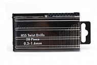 Набор сверл HSS 0.3-1.6mm 20шт.,  (твердосплавные, в пластиковом органайзере), Китай