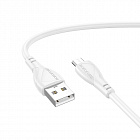 Дата-кабель Borofone BX121 USB A- micro USB,  ПВХ, 1м, белый, 2.4A, Borofone
