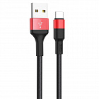 Дата-кабель Hoco X26 Xpress USB2.0 - USB Type-C, нейлон, 1м, черно-красный, 2.0А/TPE+ нейлон/ четырехжильный медный провод, Hoco