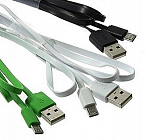Шнур USB to Micro USB UltraFlat 1.0м, (плоский кабель), Китай