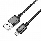 Дата-кабель Borofone BX87 USB 2.0 - microUSB, 2.4А, нейлон, 1м, черный, Borofone
