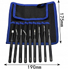 Набор пинцетов ESD-9 в тканевом футляре, 9шт, сталь1.5 мм, (129099)