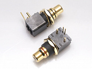 RCA G005 гнездо на блок, пара (красное/черное  Gold), ТЮЛЬПАН, с наружной резьбой, позолоченный, Китай