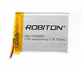 Аккумулятор  Li-Po 3.7V  700mAh LP304560, [3,7В] [700мАч] [60*45*3мм] [плоский][с проводом], Robiton