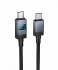 Дата-кабель Hoco X118  USB TypeC - USB TypeC, 60Вт, с дисплеем, нейлон, 1м, черный, 3.0A/ LED дисплей/ быстрая зарядка, Hoco