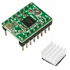 Драйвер шагового двигателя на A4988, с радиатором, зеленый,   (EM-717), Китай