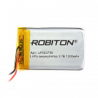 Аккумулятор  Li-Po 3.7V 1200mAh LP503759, [3,7В][1200мАч][59*37*5мм][с провод./ плоский], Robiton