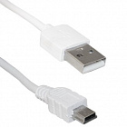 Шнур USB2.0-A M штекер- miniUSB-B M штекер 1.8м, белый, (USB2.0 A(m)-mini USB B(m) FW 1.8m), Китай