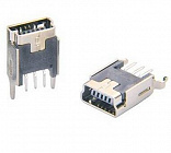miniUSB B DS1104-03-BN0ST розетка на плату, mini-USB2.0 'гнездо' 5-ти конт. тип B, вертик. на плату , CONNFLY