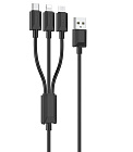 Кабель Hoco X74 3 в1 USB2.0 -  Lightning+microUSB+USB Type-C, ПВХ, 1м, черный, 2.0A/ оплетка ПВХ, Hoco