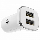 Зарядное устройство автомобильное Borofone BZ12 Lasting power 2*USB A, белое, 2.4А/ 12Вт/ без кабеля, Borofone