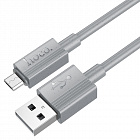 Дата-кабель Hoco X107  USB A - micro USB, 2.4А, ПВХ, 1м, серый, вес 25г, Hoco