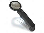 Лупа с пинцетом NZ1025L,  х10,  LED подсветка , Zhengte