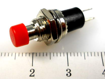 Кнопка DS PBS-10 БФ красная, круглая, (PBS-10B-2) без фиксации, нормально разомкнутый контакт, Китай