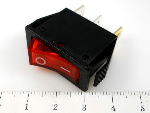 SWR 1101-1С (KCD3-101N-C3-R/3P) IRS, черн./красный, ON-OFF/с подсвет.( неоновая лампа на ~220В.)/10,2*28mm/ 15A/250V, Китай