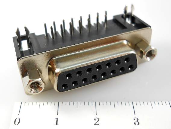 DRB-15F-A  (DS1037-15FNAKT74-0CC) розетка на плату угловая, CONNFLY