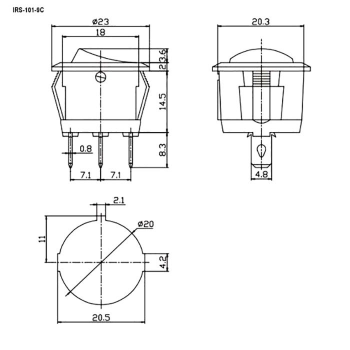 Переключатель IRS-2101E-1C on-off черный (15A 250VAC) купить в Челябинск по недо