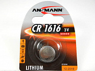 Батарейка LiBAT CR1616 ANSMANN (5020132),  3В. / 55мАч/ 16мм.*1,6мм. / дисков., ANSMANN