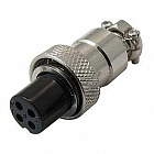 Разъем GX12M-4A розетка кабельная, IP55, d=12 мм, 5А, 125B, RUICHI