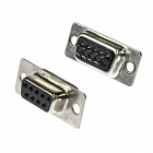 DB-9F (DS1033-09FBNSISS-CT)  розетка на кабель (пайка), черная, CONNFLY