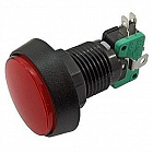 Кнопка GMSI-4B-C красная, 5А, 125/ 250 (АС) В; с подсветкой 12В., Китай