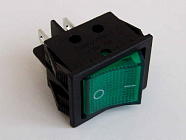 SWR 1201-4C (KCD4-201N-C3-G/4P), черн./зеленый, ON-OFF/ с подсветкой (неоновая лампа) 22*30мм/ 250В/ 15А, Китай